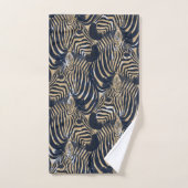 Motif d'impression moderne Gold Blue Zebras (Serviette à main)