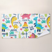 Motif Dinosaur lumineux avec nom personnalisé (Serviette de bain)