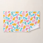 Motif Dinosaur rose et Turquoise (Serviette à main)