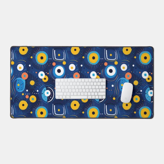 Motif d'oeil méchant BOHO moderne bleu (Clavier et souris)