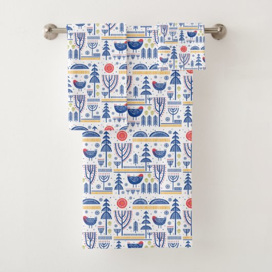 Motif d'oiseau d'hiver d'art populaire (En situation)