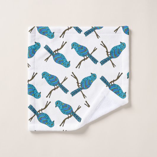 Motif d'oiseaux Blanc (Gant de toilette)