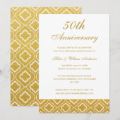 Motif d'or 50e anniversaire Mariage Invitation (Devant / Derrière)