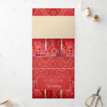 MOTIF d'or rouge ORIENTAL - Carte d'invitation