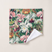 Motif d'orchidée blanche rose jaune (Gant de toilette)