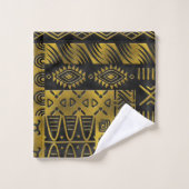 Motif d'origine africaine en or sur noir (Gant de toilette)