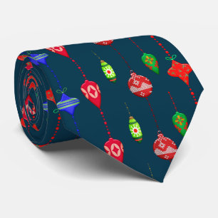 Motif d'ornement de Noël rétro sur cravate pour ho