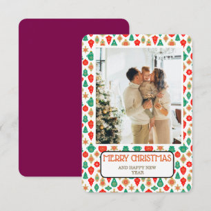 Motif d'ornement rétro Carte de vœux photo Joyeux