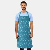 Motif d'os de poisson personnalisé bleu tablier (Porté)