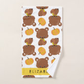 Motif D'Ours, Mignons Ours, Citrouille, Votre Nom (Serviette à main)