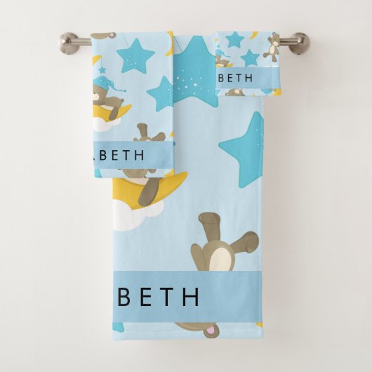 Motif D'Ours, Nounours, Étoiles, Votre Nom (En situation)