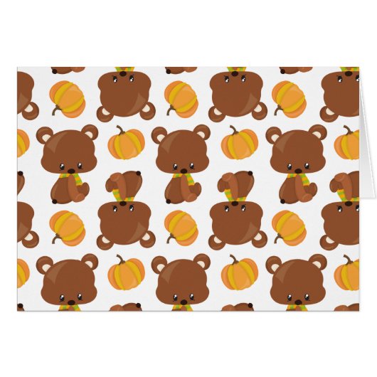Motif D'Ours, Ours Mignons, Automne, Citrouille (Devant horizontal)