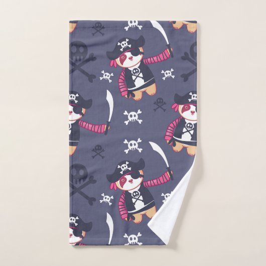 Motif d'ours panda pirate mignon (Serviette à main)