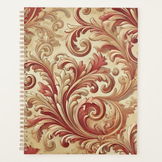 Motif doux rouge et or Damask (Devant)