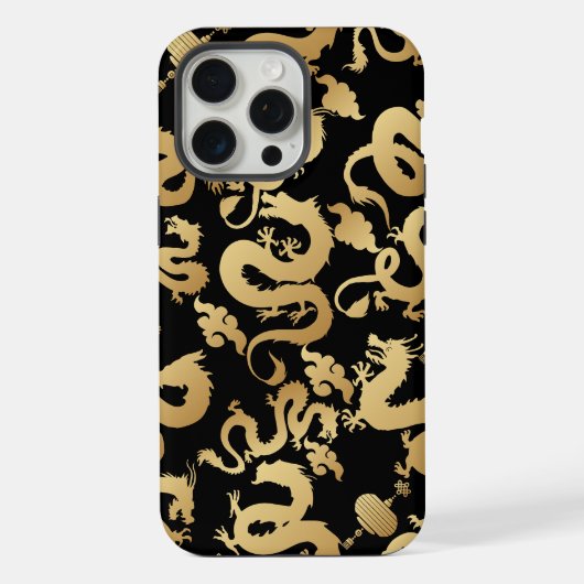 Motif Dragons Dorés Fond Noir (Verso)