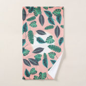 Motif du coucher de soleil des Feuilles verts rose (Serviette à main)