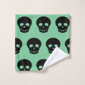 Motif du crâne noir vert Sage (Gant de toilette)