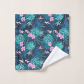 Motif du Jardin des Fleurs Tropicales Bleues (Gant de toilette)