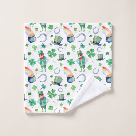 Motif du jour de St Patrick d'aquarelle (Gant de toilette)