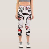 Motif du visage de la fille Leggings blanc, noir e (Recto)