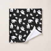 Motif éffrayant Ghost sur Black Cute Halloween (Gant de toilette)