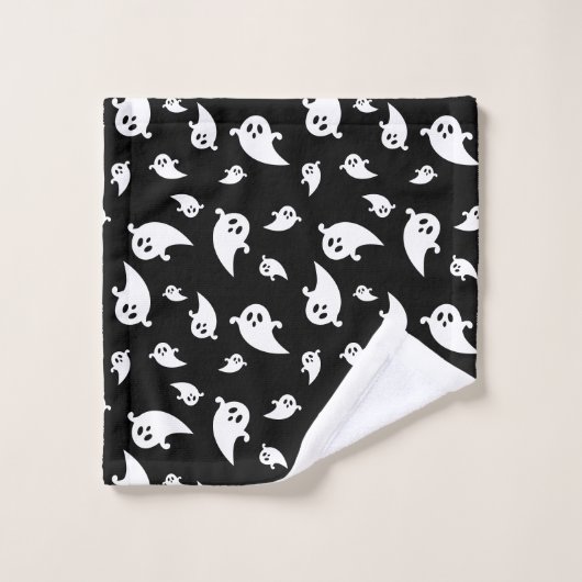 Motif éffrayant Ghost sur Black Cute Halloween (Gant de toilette)