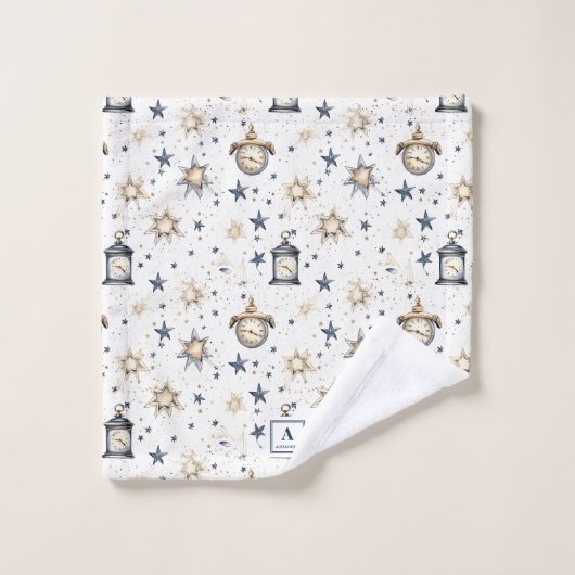 Motif Elegant Blue & Gold (4) (Gant de toilette)