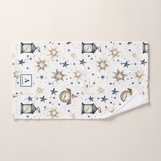 Motif Elegant Blue & Gold (4) (Serviette à main)