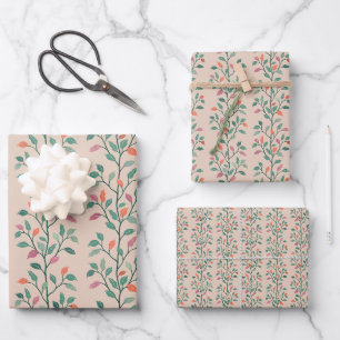 Motif élégant de feuilles botaniques rayées sur ro