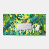 Motif élégant de feuilles tropicales vert jaune (Clavier et souris)