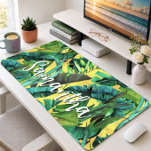 Motif élégant de feuilles tropicales vert jaune
