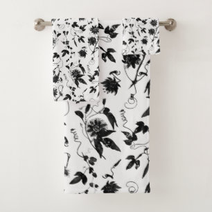Motif élégant de fleurs de la passion noir et blan