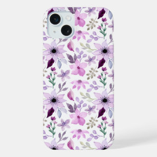 Motif élégant de fleurs roses et violettes