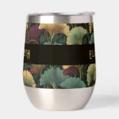 Motif élégant de Ginkgo Monogramme de nom Tons de (Gauche)