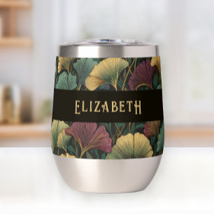 Motif élégant de Ginkgo Monogramme de nom Tons de