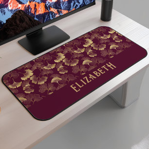 Motif élégant de Ginkgo Monogramme Nom Bourgogne O