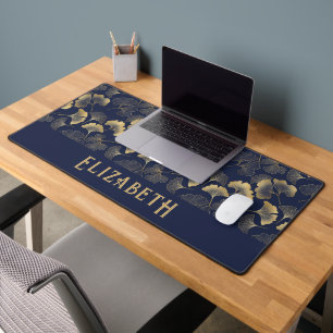 Motif élégant de Ginkgo Nom Bleu Nuit Or