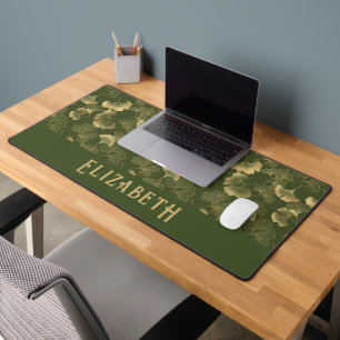 Motif élégant de Ginkgo Nom Olive Vert Or