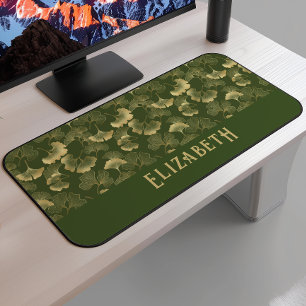 Motif élégant de Ginkgo Nom Olive Vert Or
