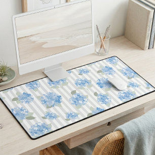 Motif élégant d'hortensia bleu avec rayure grise