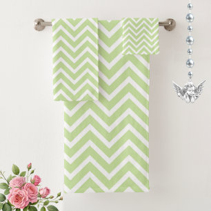 Motif élégant en chevron sur vert sauge et blanc