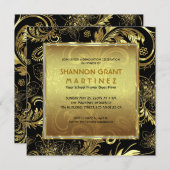 Motif-Elegant Invitation noir or & diamants (Devant / Derrière)