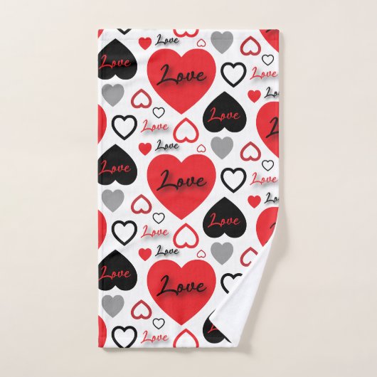 Motif élégant tendance Coeurs d'Amour Rouge et Noi (Serviette à main)