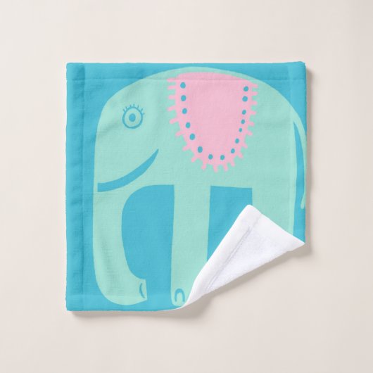 Motif éléphant Aqua (Gant de toilette)