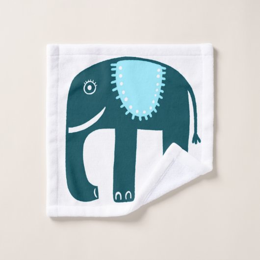Motif éléphant bleu (Gant de toilette)