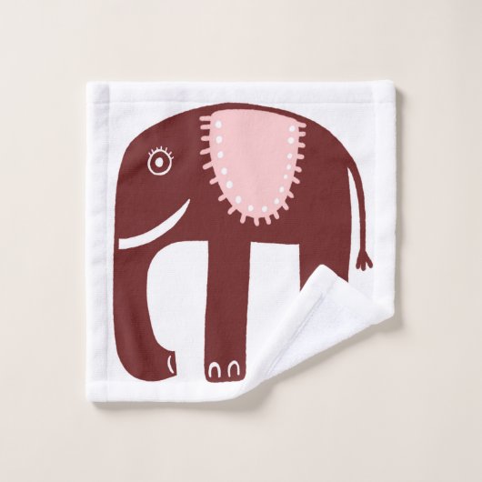 Motif éléphant rose rouge (Gant de toilette)