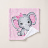 Motif Eléphants Bébé Rose Cute (Gant de toilette)