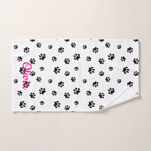 Motif Empreinte de patte noir (Serviette à main)