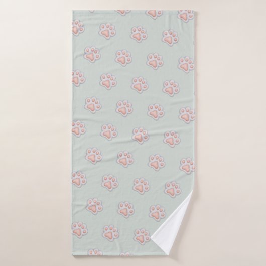 Motif empreinte de patte rose mignon (Serviette de bain)