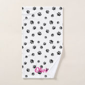Motif Empreintes de Patte Noires (Serviette à main)